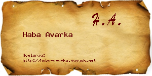 Haba Avarka névjegykártya